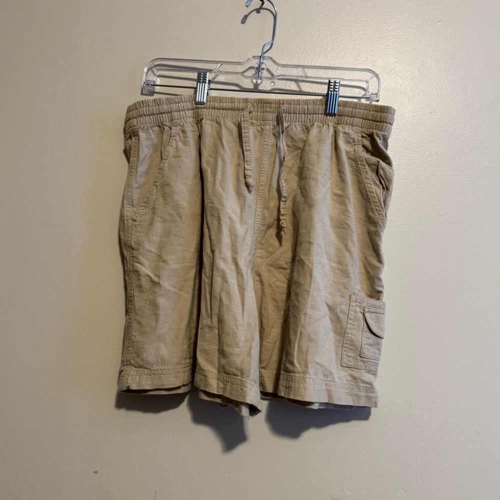 Women's Size Large 100% Cotton Drawstring Shirts Beige Summer Spring Basics
